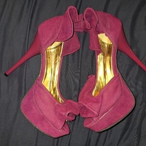 Dollhouse Pink Peep-Toe High Heels with Ruffled Detail 9